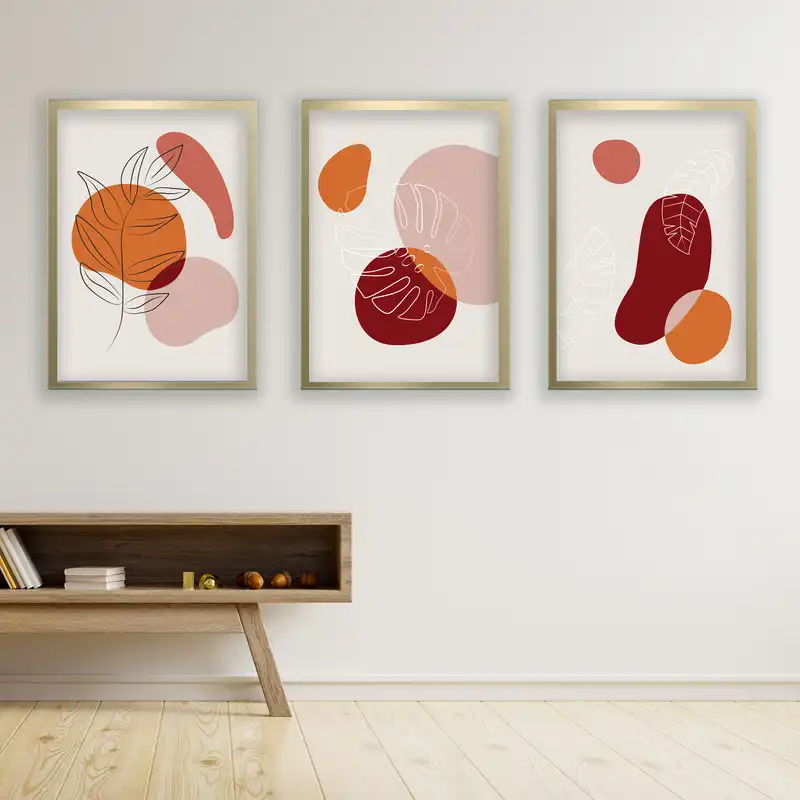 تابلو مدل مینیمال دکوراتیو کد LA-G30125 مجموعه 3 عددی