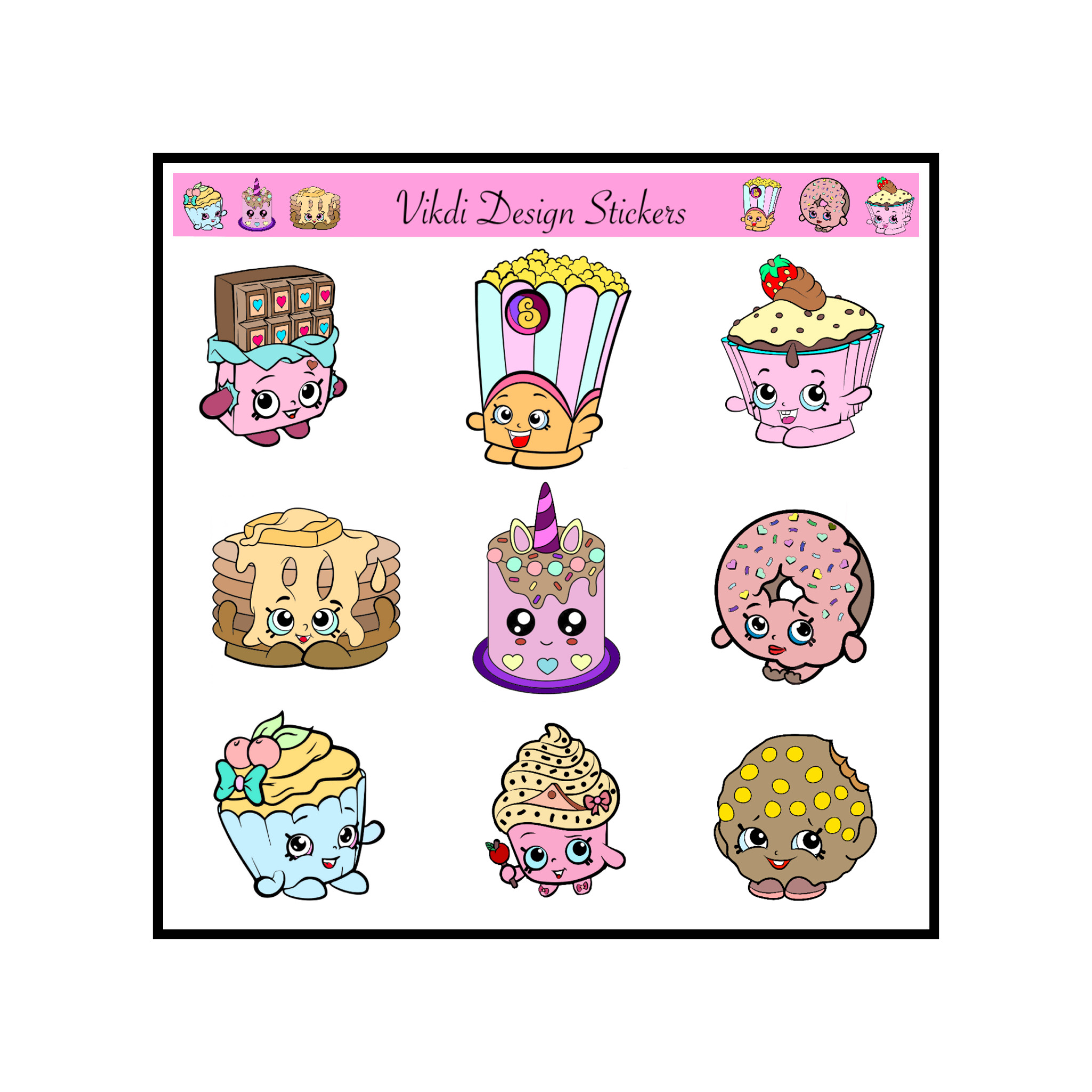 برچسب مدل کیک و شیرینی خوشمزه kawaii 