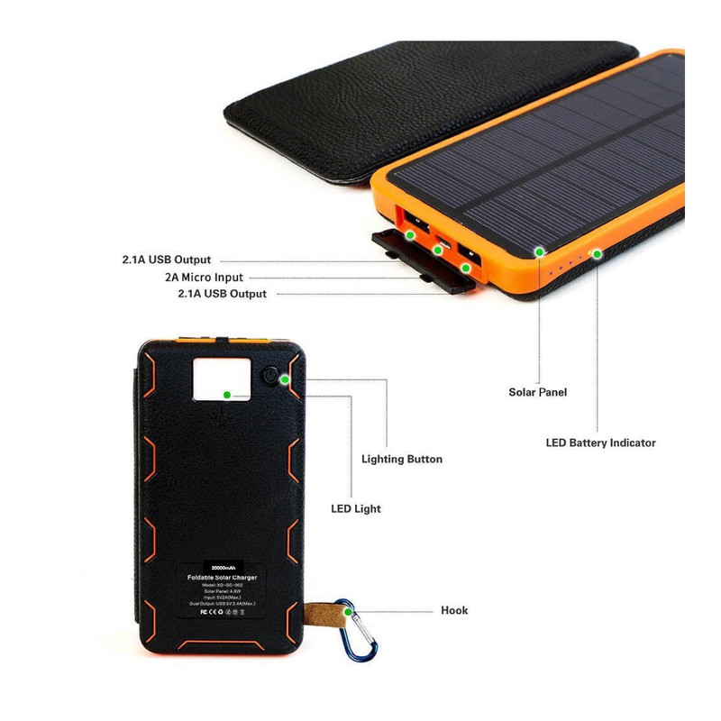 شارژ همراه خورشیدی مدل Solar 4Fold Wireless ظرفیت 20000 میلی آمپر ساعت
