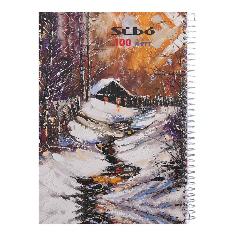 دفتر مشق 100 برگ سیبو طرح جنگل برفی کد S-306