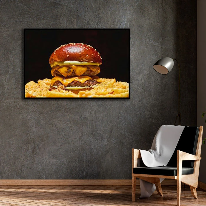 تابلو بکلیت طرح برگر مدل B-D2142 فریم مشکی