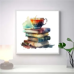 تابلو مدل دکوراتیو طرح کتاب و فنجان کد 0622