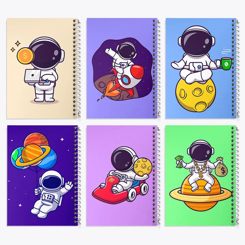 دفتر نقاشی 50 برگ خندالو طرح فضانورد کد 392 مجموعه 6 عددی