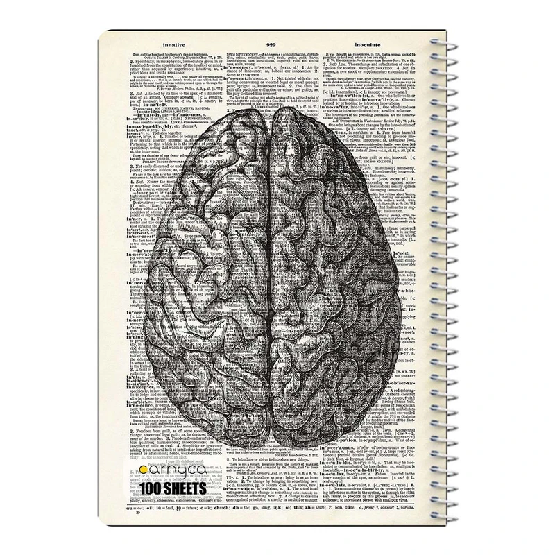 دفتر مشق 100 برگ سیمی کارنیکا طرح روزنامه وینتج مغز Vintage Newspaper Brain کد 70151