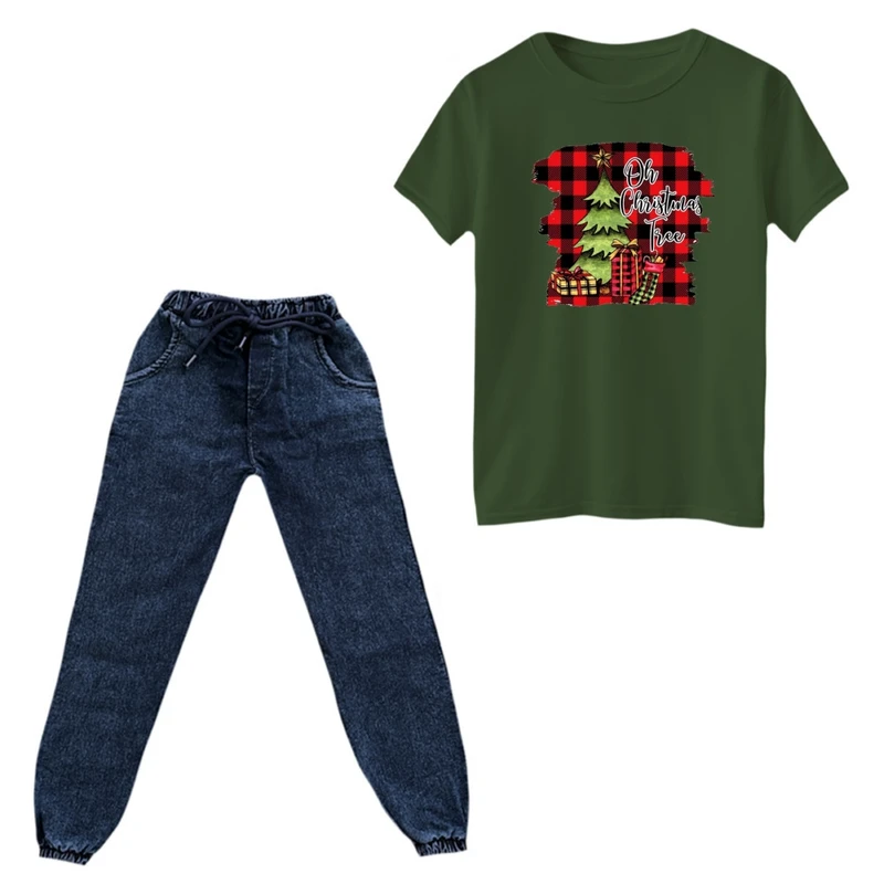 ست تی‌شرت و شلوار پسرانه مدل نوشته کریسمس کد 2