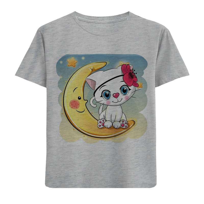 تی شرت دخترانه مدل گربه و ماه M11