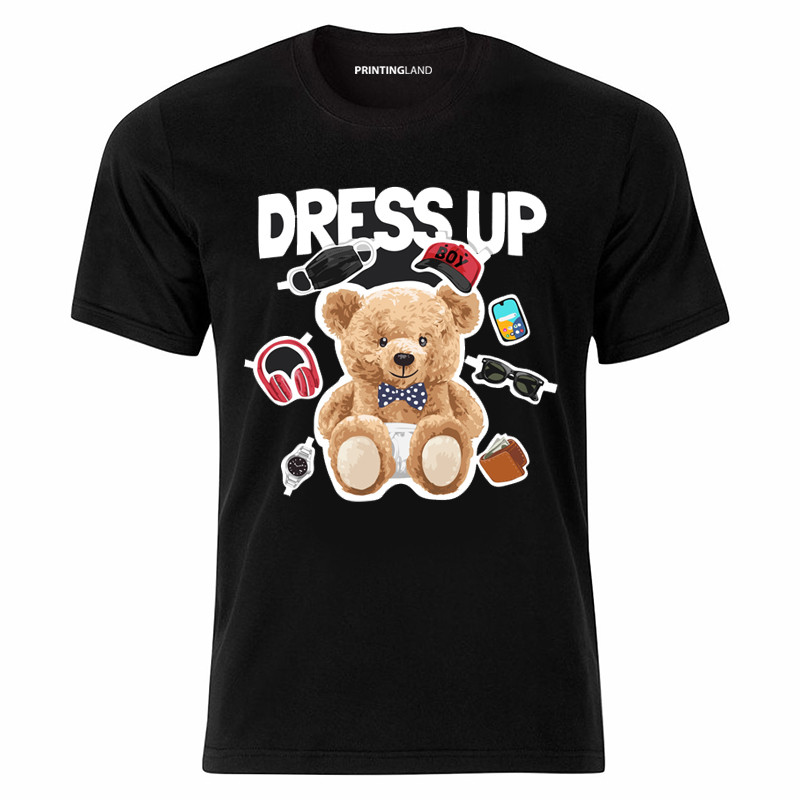 تی شرت آستین کوتاه مردانه پرینتینگ لند مدل DRESS UP TEDDY کد P152