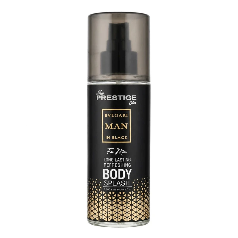 بادی اسپلش  مردانه نیو پرستیژ کالر مدل BVLGARI MAN IN BLACK حجم 200 میلی‌لیتر