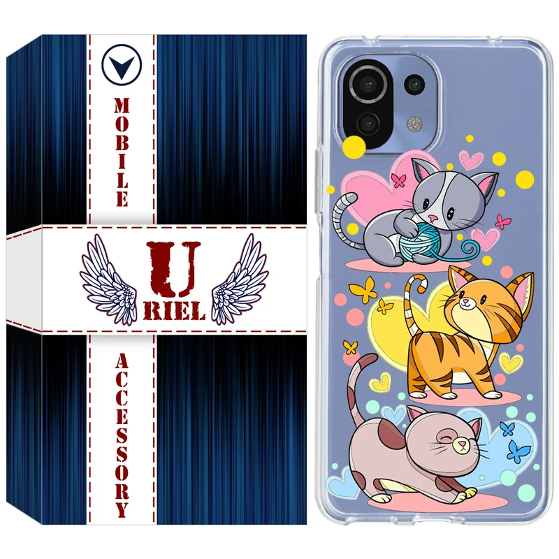 کاور یوریل مدل Clear کد 6 طرح گربه مناسب برای گوشی موبایل شیائومی Mi 11 Lite / 11 Lite 5G NE
