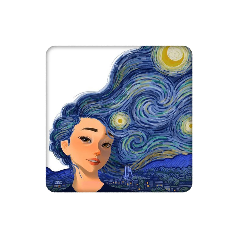 زیرلیوانی طرح دختر با موهای شب ستاره باران کد 9016959