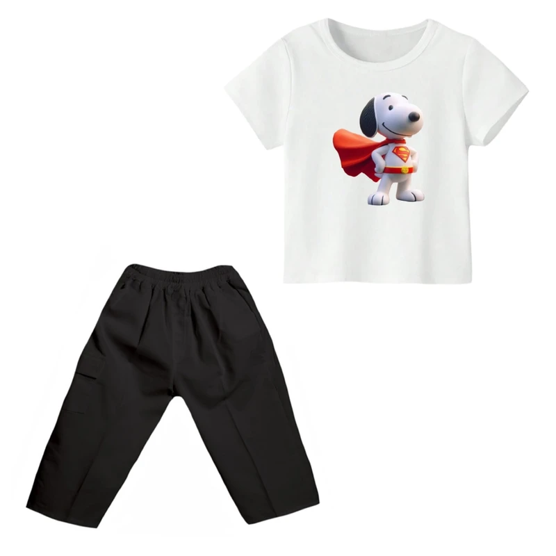 ست تی شرت و شلوارک پسرانه مدل اسنوپی کد ۷۱