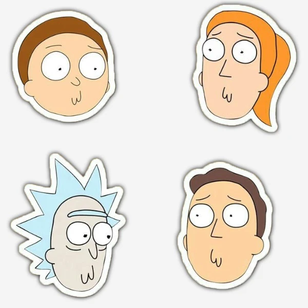 استیکر لپ تاپ و موبایل گوفی طرح ریک و مورتی مدل Rick family 1 مجموعه 4 عددی
