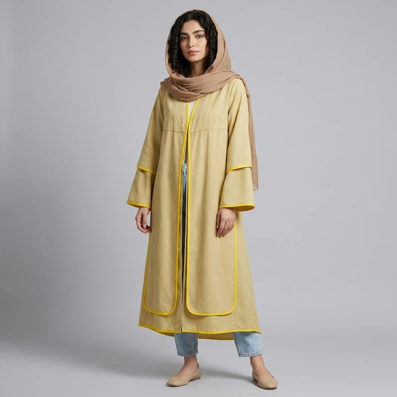 مانتو زنانه جلو باز بلند مدل گندمزار