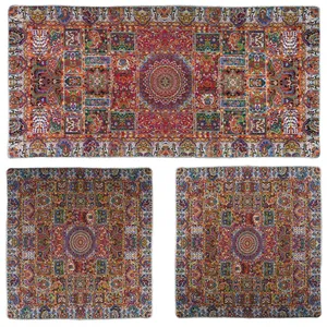 ست 3 تکه رومیزی ترمه ابریشمی حسینی طرح وصال 05-10