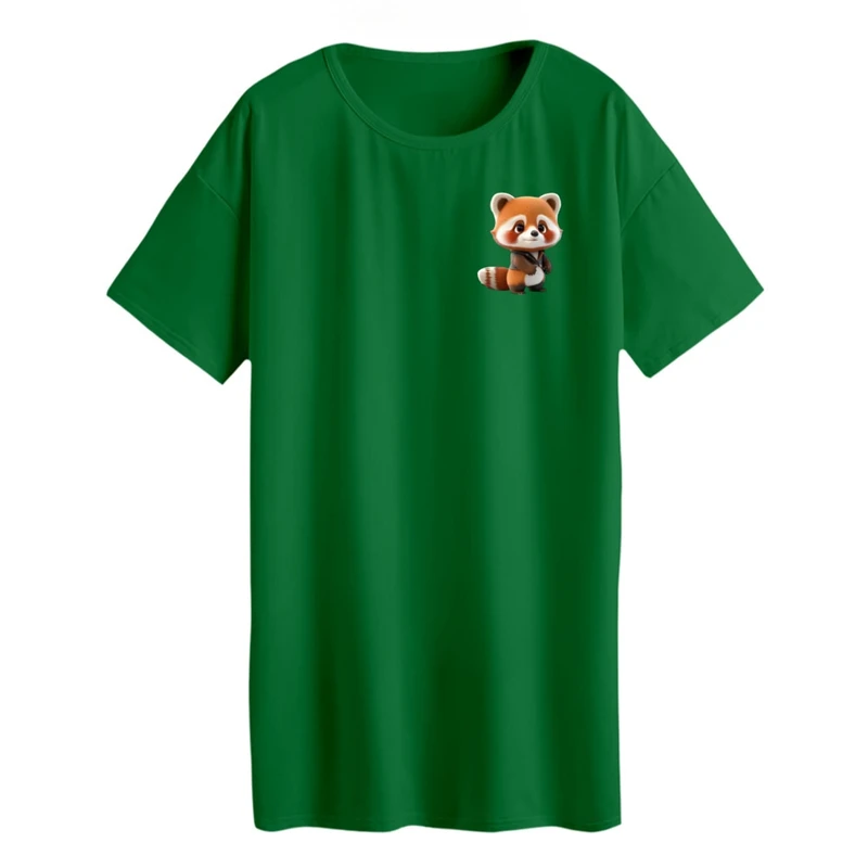 تی شرت لانگ زنانه مدل روباه کد ۱ رنگ سبز