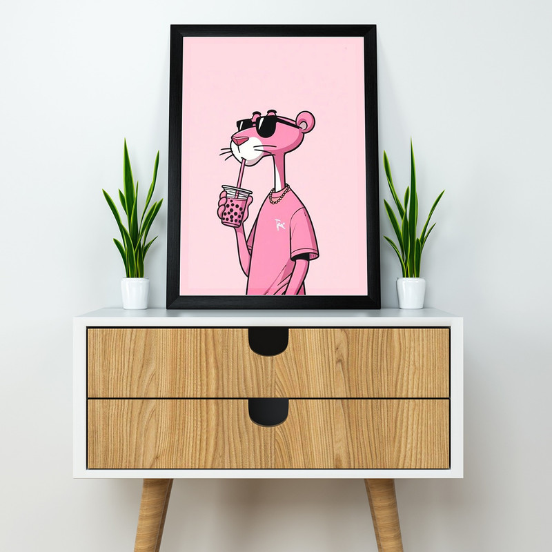 تابلو مدل پلنگ صورتی