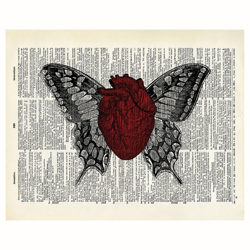 پوستر مدل قلب قرمز بالدار