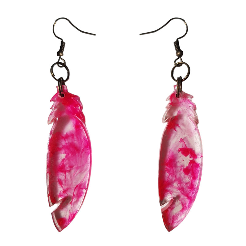 گوشواره دخترانه مدل رزینی طرح پر گوشواره دخترانه مدل رزینی طرح پر