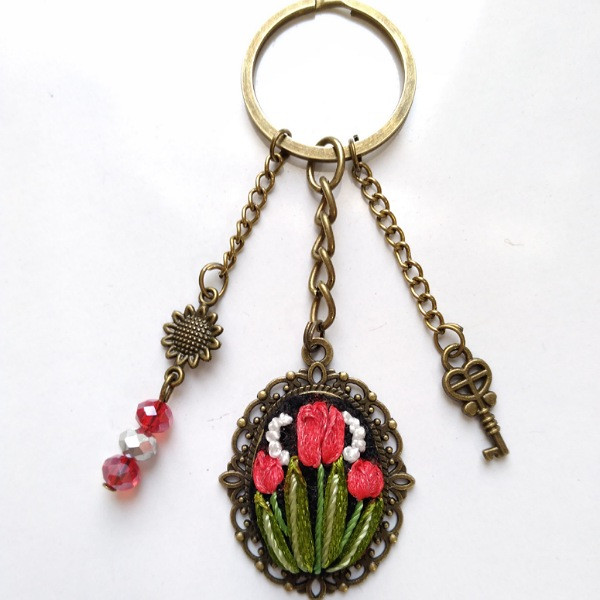 جاکلیدی دخترانه مدل برنزی طرح لاله