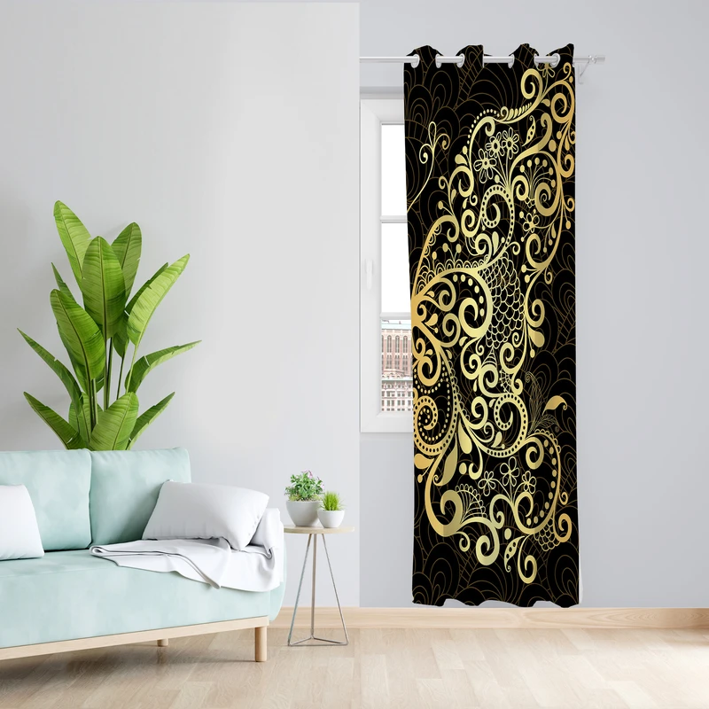 پرده طرح بال پروانه مدل مخمل پانچی کد L 1402R Z سایز 140x200 سانتی متر