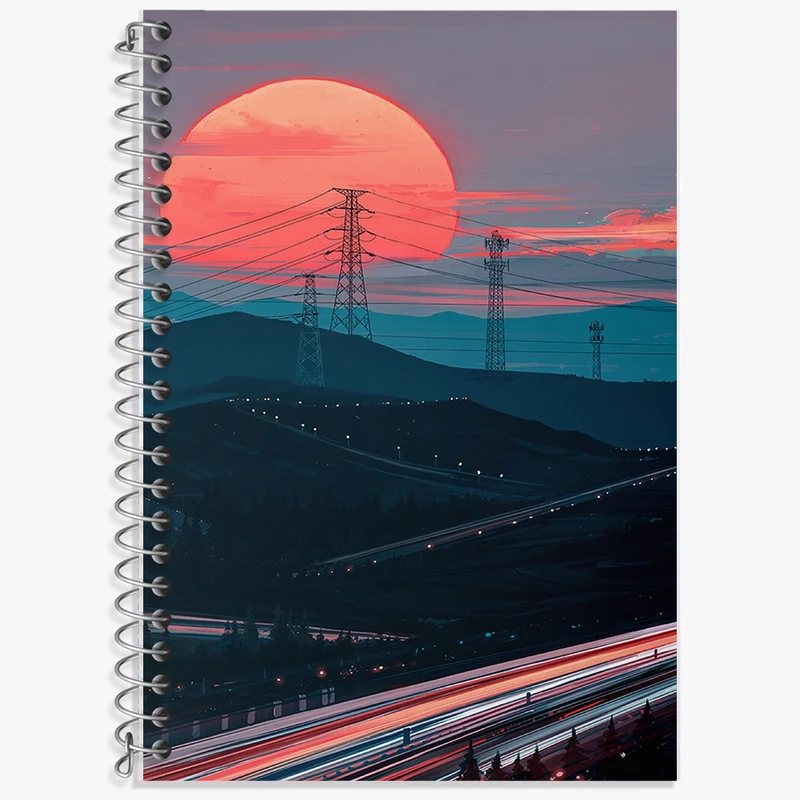 دفتر زبان 50 برگ خندالو مدل سه خط طرح غروب کد F322