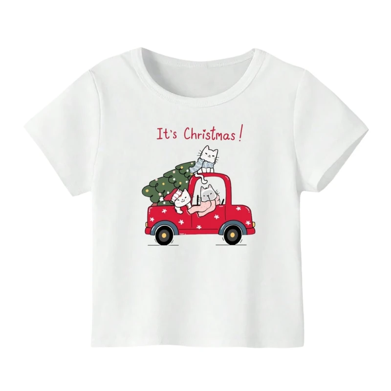 تی شرت آستین کوتاه بچگانه مدل ماشین کریسمس کد 7