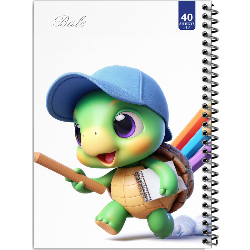 دفتر نقاشی 40 برگ انتشارات بله طرح لاک پشت کوچولو و مداد رنگی کد A4-K323