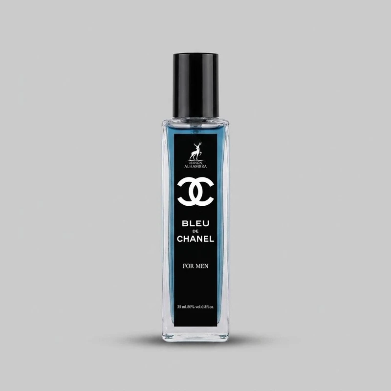 عطر جیبی مردانه الحمبرا مدل BLEU DE CHANEL با رایحه تند و خنک حجم ۳۵ میلی لیتر