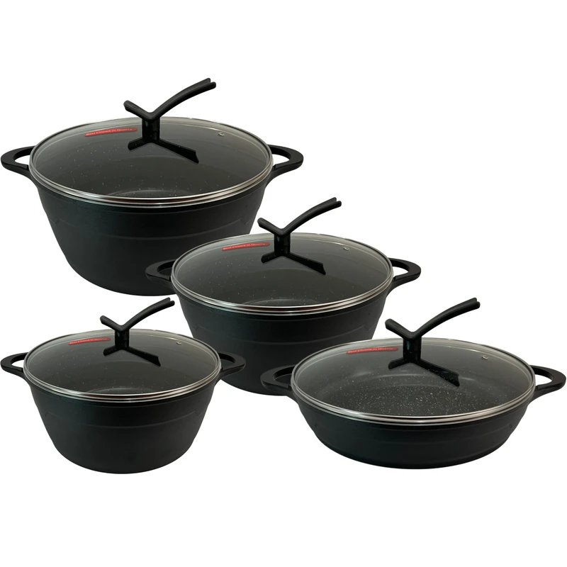 سرویس قابلمه و تابه گرانیتی 8 پارچه آرسکا مدل Golden-V3