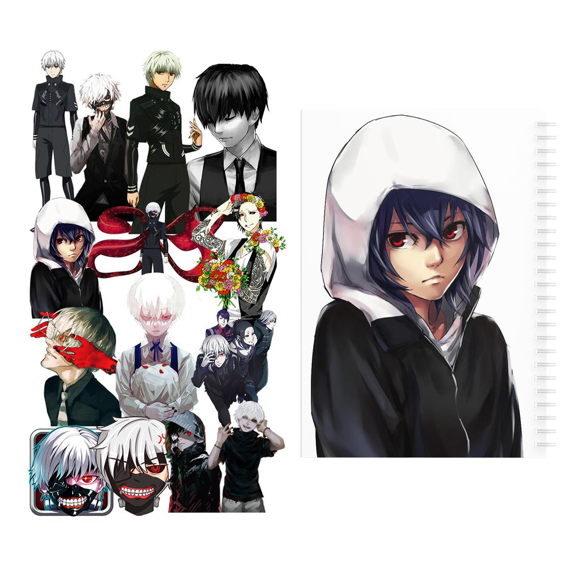 دفتر مشق باژیکان طرح انیمه توکیو غول Tokyo Ghoul کد 20211494 به همراه استیکر مجموعه 14 عددی