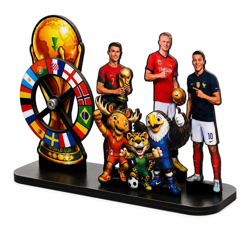 استند رومیزی تزیینی مدل جام جهانی 2026 طرح گردونه شانس قهرمان
