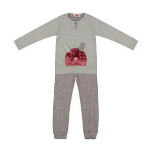 ست تی شرت و شلوار دخترانه مادر مدل گربه