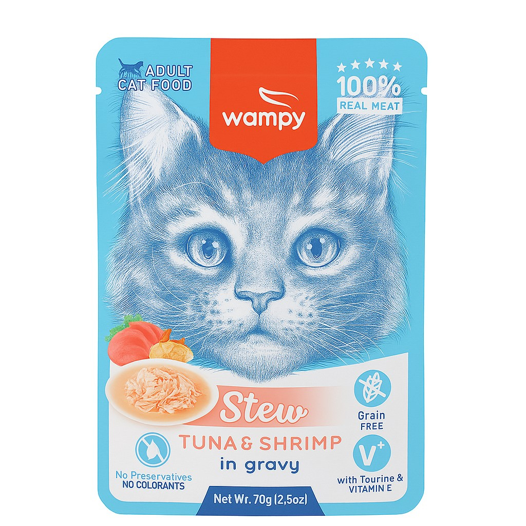 پوچ گربه ونپی مدل Stew Tuna Shrimp وزن 70 گرم