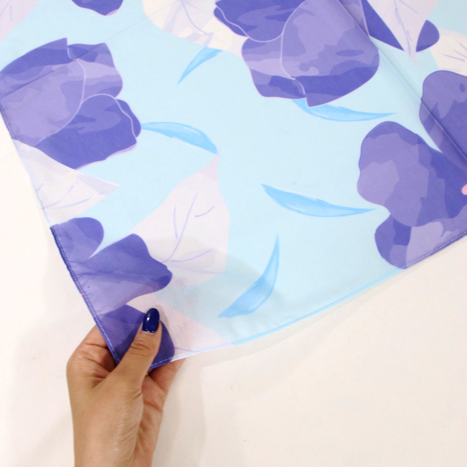 دستمال سر و گردن زنانه مدل مینی نخی تابستانه گل بنفشه کد a-2610 -  - 4