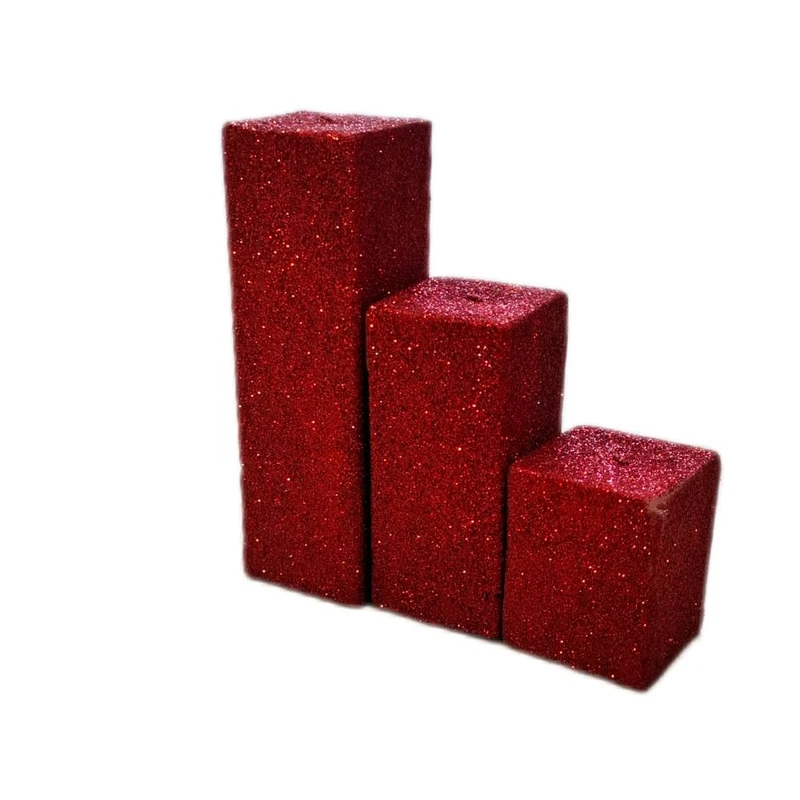 شمع استوانه‌ای بدون‌بو طرح اکلیلی زمان اتمام 8 ساعت مجموعه 3 عددی