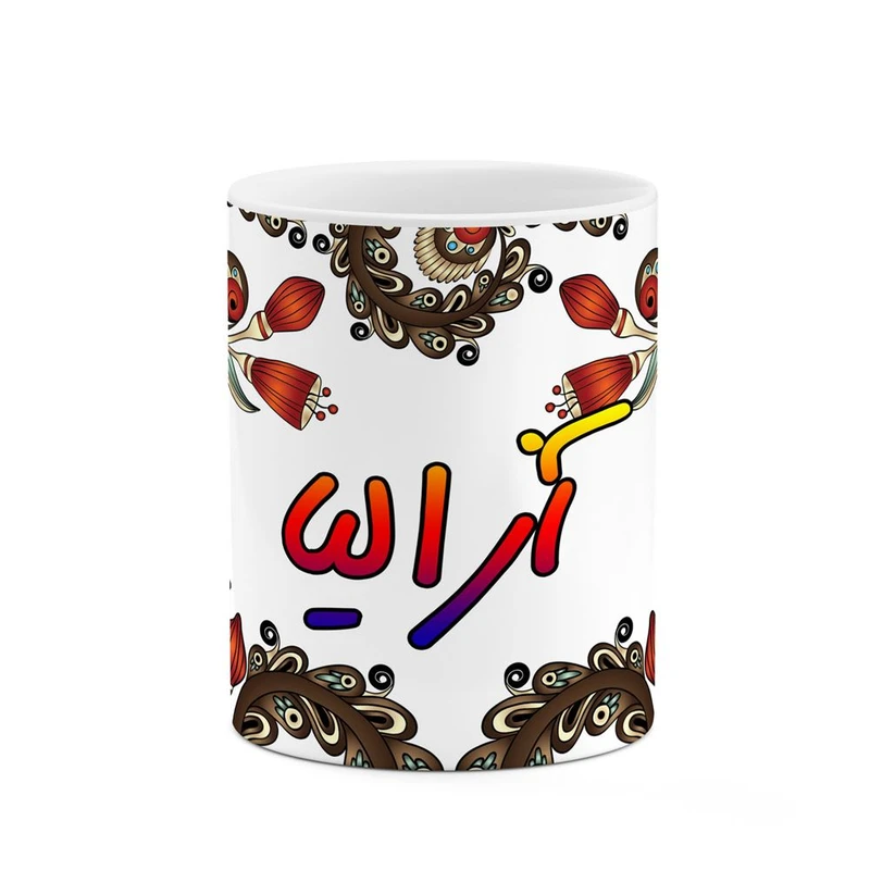 ماگ کاکتی مدل اسم آزالیا طرح سنتی گل و بته کد mgh43579