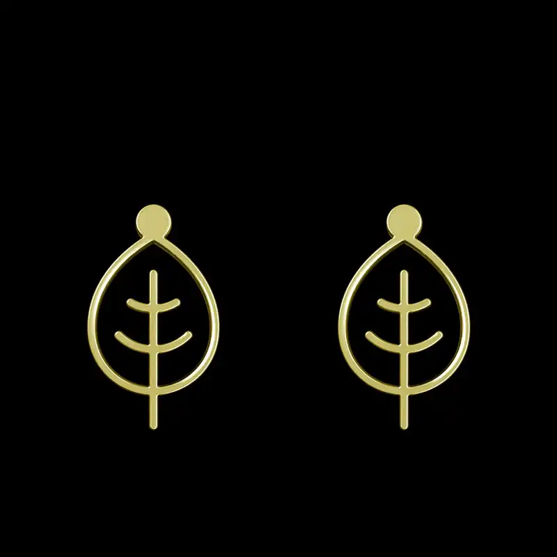 گوشواره طلا 18 عیار زنانه مدوپد مدل برگ کد GA1-15916