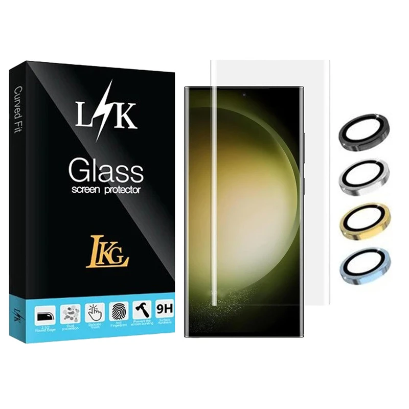 محافظ صفحه نمایش ال کا جی مدل UV مناسب برای گوشی موبایل سامسونگ Galaxy S24 Ultra 5G به همراه محافظ لنز دوربین گوشی