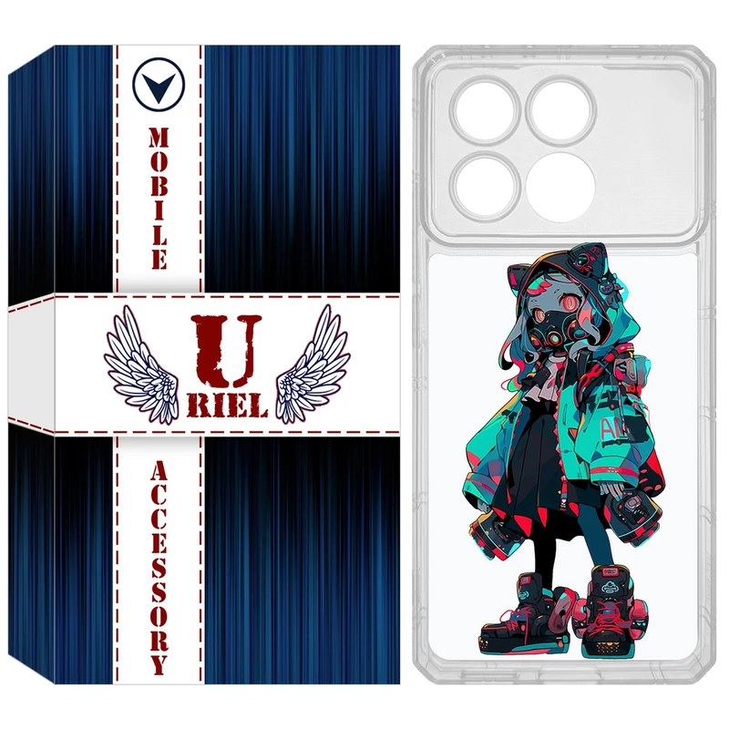 کاور یوریل مدل Clear کد 58 طرح دختر گربه ای مناسب برای گوشی موبایل شیائومی Poco X6 Pro