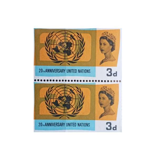 تمبر یادگاری مدل سالگرد سازمان ملل انگلیس مجموعه 2 عددی