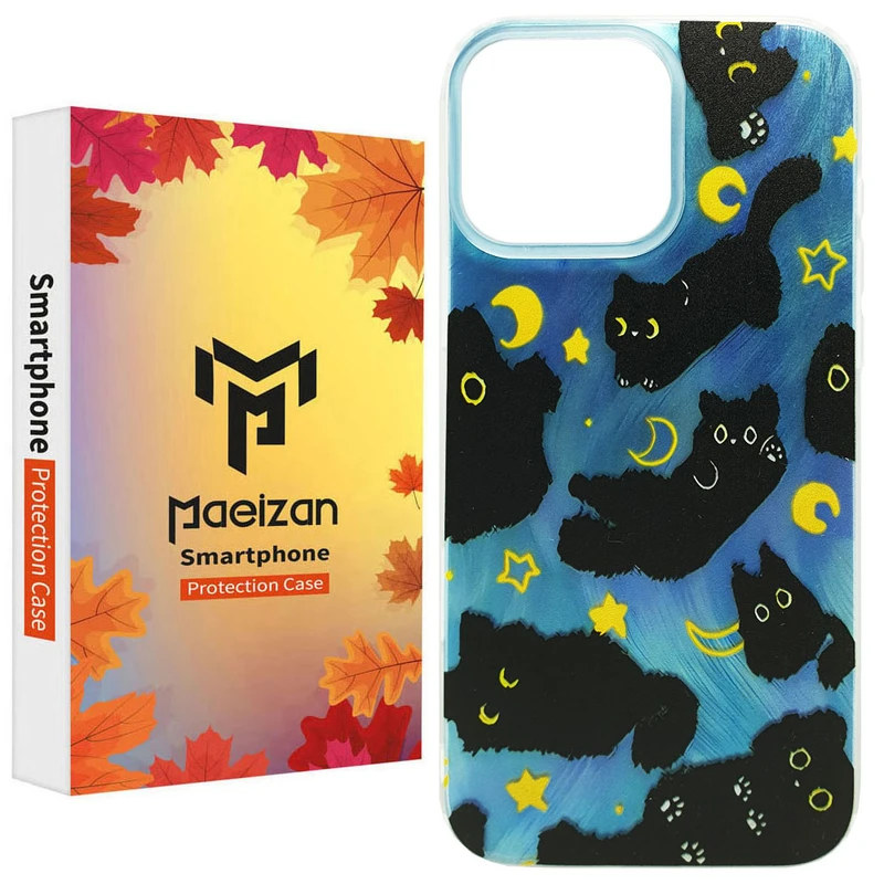 کاور پاییزان مدل Cat Night طرح لاکچری مناسب برای گوشی موبایل اپل IPhone 13 Pro Max
