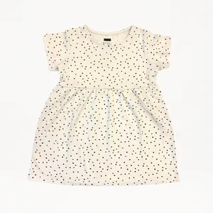 پیراهن آستین کوتاه دخترانه مدل کمر چین دار قلبی