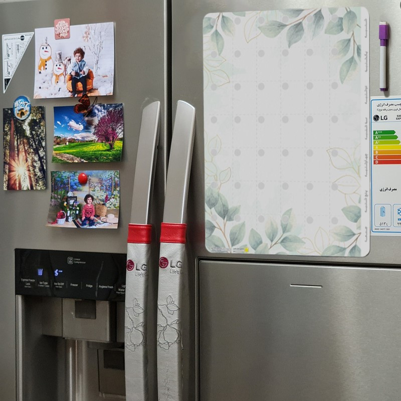 تخته وایت برد عرش دیس مدل پلنر یخچالی کد 13 سایز 30x40 سانتی متر به همراه ماژیک