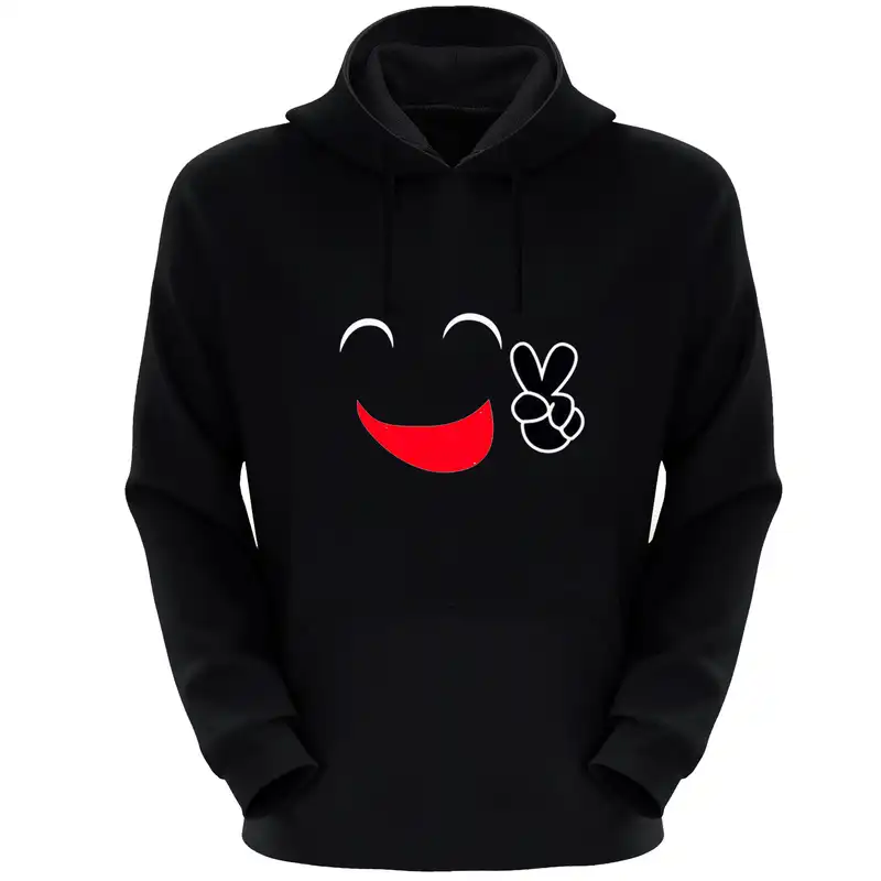 هودی زنانه مدل لبخند S97 رنگ مشکی