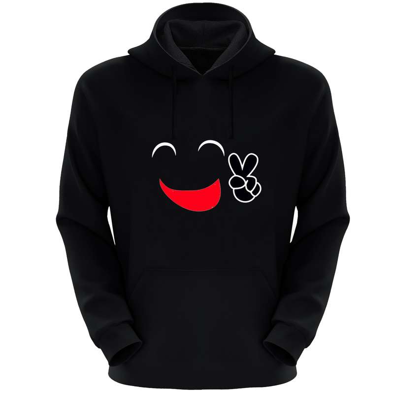 هودی زنانه مدل لبخند S97 رنگ مشکی