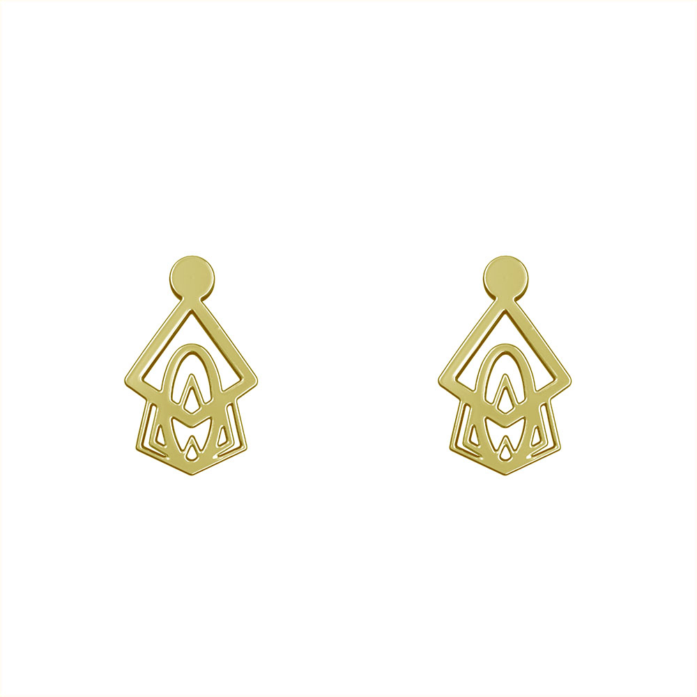 گوشواره طلا 18 عیار زنانه مدوپد مدل هندسی کد GA1-10133