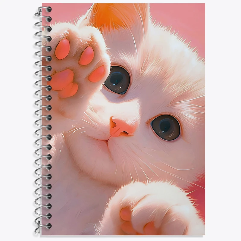 دفتر زبان 50 برگ خندالو مدل سه خط طرح گربه ی بامزه کد N5357