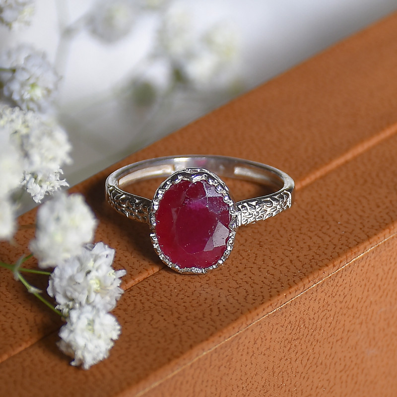 انگشتر نقره زنانه نقره جات لطفی مدل یاقوت کد ANZS05E01