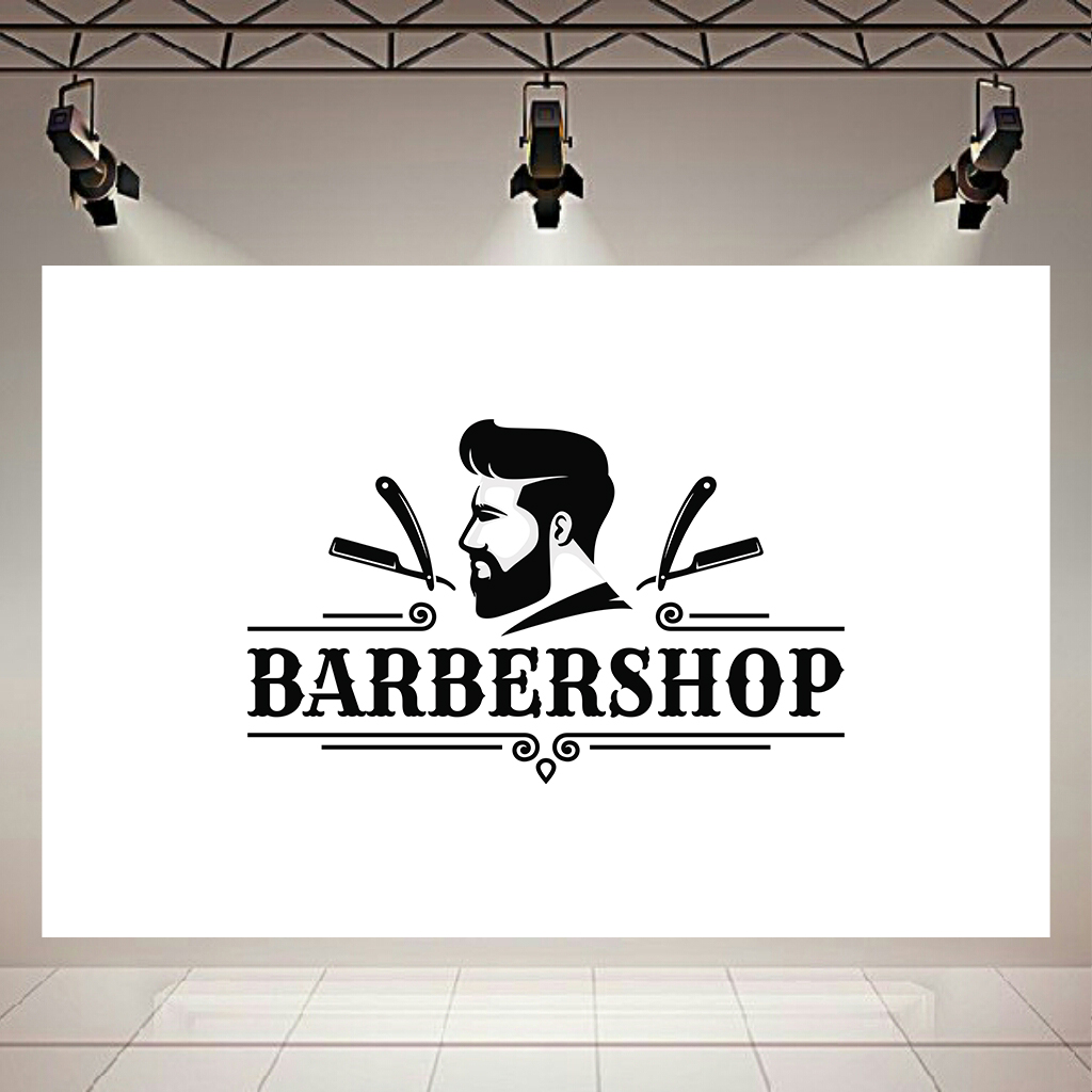 استیکر طرح آرایشگاه مردانه مدل BARBERSHOP کد AB100
