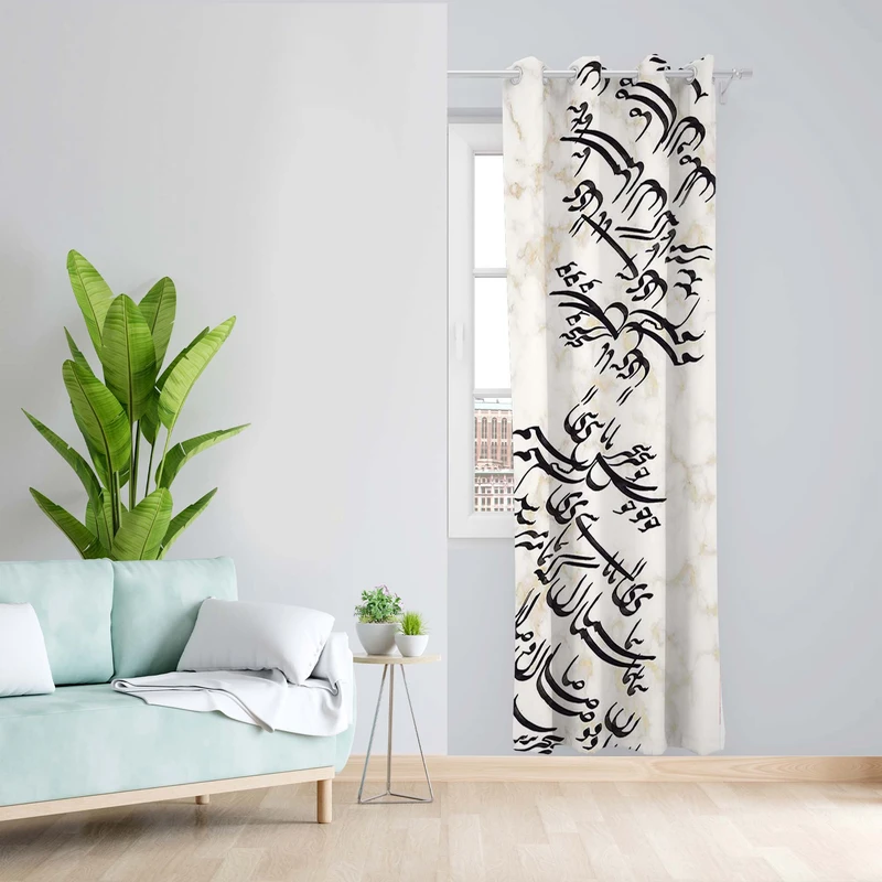پرده طرح شعر مدل مخمل پانچی کد 5295L z سایز 140x200 سانتی متر